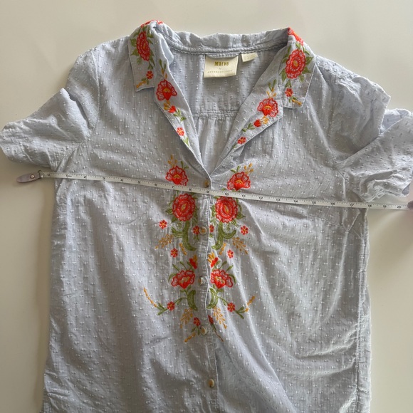 Anthropologie-Maeve-Christie-Embroidered-Floral-Button down-Blouse-Top-Cottage-6 - Picture 13 of 14